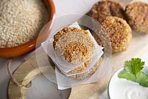 Quinoa healthy croquette snacks with cheese