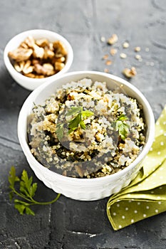 Quinoa with herbs and walnuts