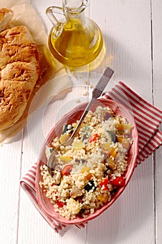 Quinoa meal with bread