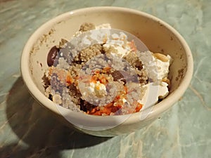 Quinoa vegetarian risoto with leek