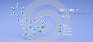 quinofumelin molecule, molecular structures, Broad-spectrum quinoline fungicide, 3d model, Structural Chemical Formula and Atoms