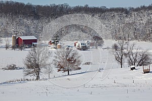 Quintessential Dairy farm in fresh snow