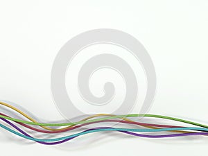 Quintet of Brightly Colored Cables or Strings on a White Background photo