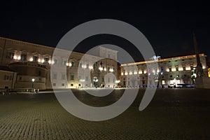 Quirinal Palace night view, Rome, Italy