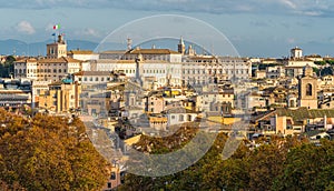 Quirinal Palace in Rome as seen from Castel Sant`Angelo terrace on a sunny autumn afternoon.