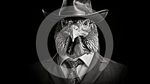 Quirky Anthropomorphic Eagle Portrait In A Suit And Tie