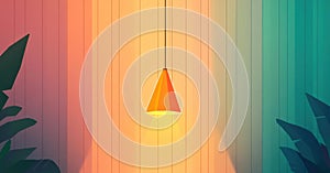 A quirky D animated lamp sways with a gentle impact, flickering on and off before soothingly stabilizing its glow photo