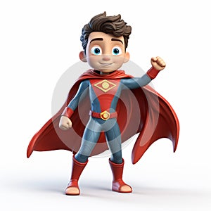 Quirky 3d Boy Superhero In Superman Outfit Clean And Charismatic Design photo