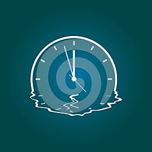 Quirky drawing of a melting clock.Vector illustration