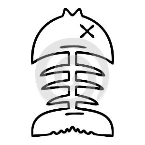 quirky line drawing cartoon dead fish bone