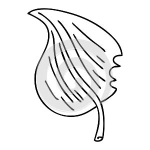quirky line drawing cartoon munched leaf