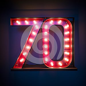 Quirky Neon Art: Six 70 In Dark Cyan And Magenta