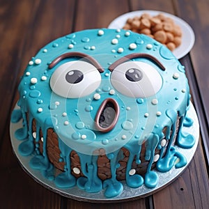 Quirky Octopus Strudel Face Cake With Water Drop Design photo
