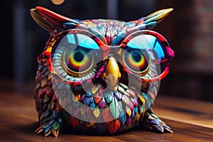 Quirky Owl glasses colorful. Generate Ai