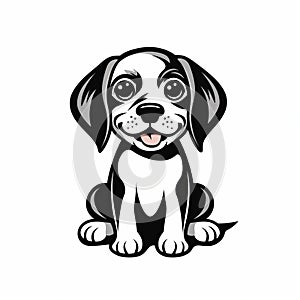 Quirky And Playful Beagle Doodle Art - Minimalist Black And White Design