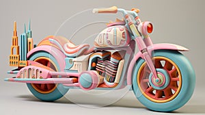 A quirky and playful bike with an unconventional shape and colorful