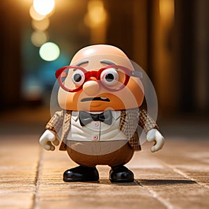 Quirky Reddishbrown Toy Guy In Suit: A Ray Tracing Style Mr. Potato Head Figure photo