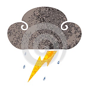 quirky retro illustration style cartoon thunder cloud