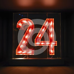 Quirky Visual Storytelling: Illuminated Lit 24 With Red Number