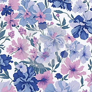 Quirky watercolor floral pattern with a mix of realistic and abstract elements. AI-Generative photo