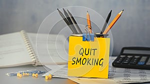 Quit Smoking - concept of text on sticky note