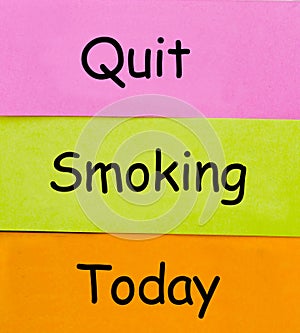 Quit smoking words written on sticky notes