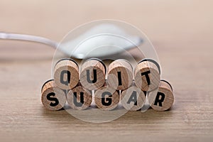 Quit Sugar Words Near Spoon Of Sugar
