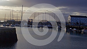 Quite Docks and Boats Moored in the Morning Light