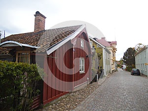 A quite swedisch cobblestone street.