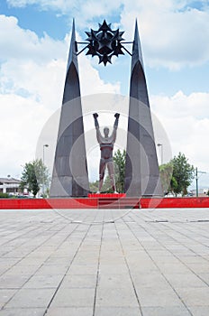 Quito, Ecuador - 28 APRIL, 2015 Historic monument in roudabout in the valley of Los Chillos photo