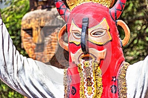 Quito, Ecuador - Wooden Inca Costume at the Equator Line Museum