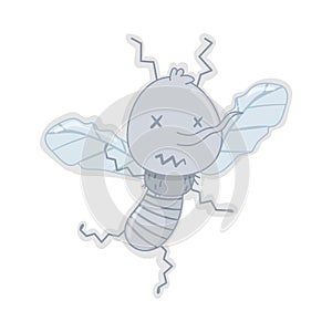 Quivering mosquito. Cute parasitic insect funny character cartoon vector illustration