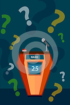 Quiz game with answers with colorful questions on background. Brainy game. Vector illustration design