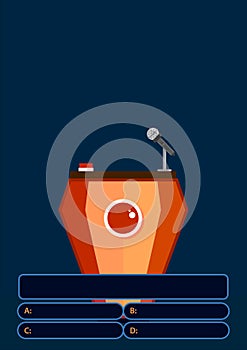 Quiz game with answers and red button .Brainy game. Vector illustration design
