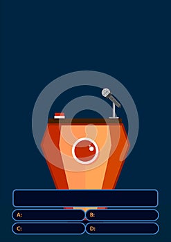 Quiz game with answers and red button .Brainy game. Vector illustration design photo