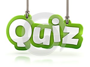 Quiz green word text on white background