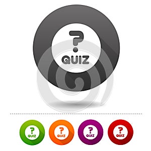 Quiz icon. Questions and answers game symbol sign. Web Button