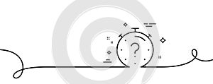 Quiz line icon. Timer with question mark. Continuous line with curl. Vector