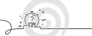 Quiz line icon. Timer with question mark. Continuous line with curl. Vector