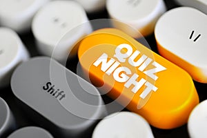 Quiz Night is an event where people gather often in a pub, school, or online to play a trivia game by answering questions in teams photo