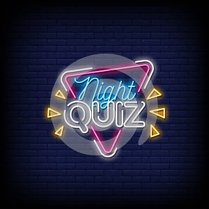 Quiz Night Neon Signs Style Text Vector
