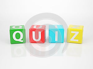 Quiz out of multicolored Letter Dices