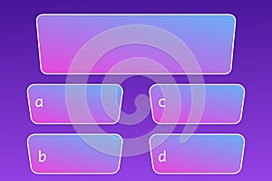 Quiz question interface game menu, show answer trivia template background. Multiple choice frame, button. Bar ui