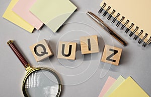 Quiz or quizz word, inscription, fun game with questions concept