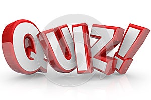 Quiz Red 3D Word Test Exam Assessment