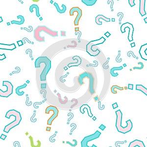 Quiz seamless pattern. Question marks, doubt, faq