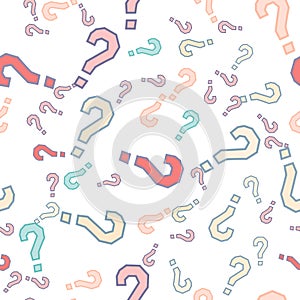 Quiz seamless pattern. Question marks, doubt, faq