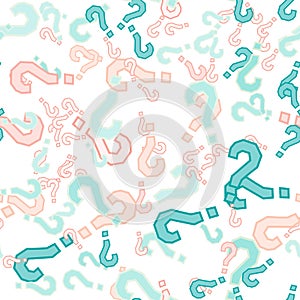Quiz seamless pattern. Question marks, doubt, faq