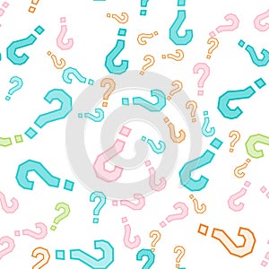 Quiz seamless pattern. Question marks, doubt, faq