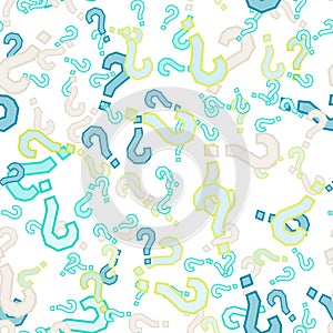 Quiz seamless pattern. Question marks, doubt, faq
